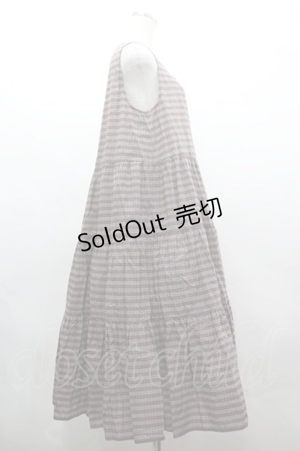 画像4: PINK HOUSE / ローンノースリーブチェックワンピース  黒Ｘ赤チェック I-26-03-16-089-LO-OP-SA-ZI (4)