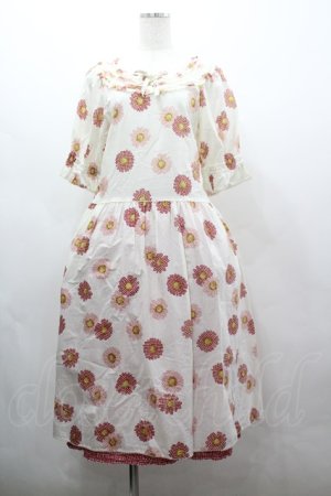 画像: PINK HOUSE / ギンガムひな菊ワンピース  アイボリーＸ赤 I-26-03-16-094-LO-OP-SA-ZI