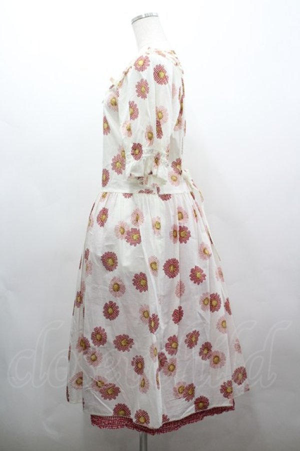 画像2: PINK HOUSE / ギンガムひな菊ワンピース  アイボリーＸ赤 I-26-03-16-094-LO-OP-SA-ZI (2)