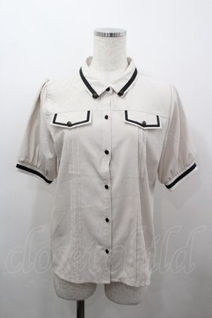 画像: axes femme / ミリタリー風タイ付ブラウス  ベージュＸ黒 I-26-03-16-002-AX-BL-SA-ZI