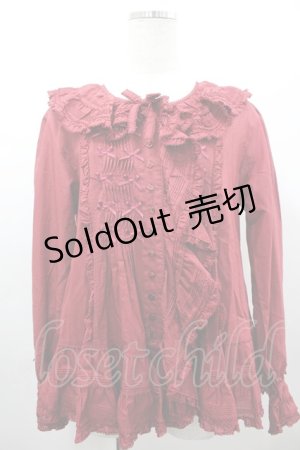 画像: PINK HOUSE / リボンピンタック長袖ブラウス  赤 I-26-03-16-012-LO-BL-SA-ZI