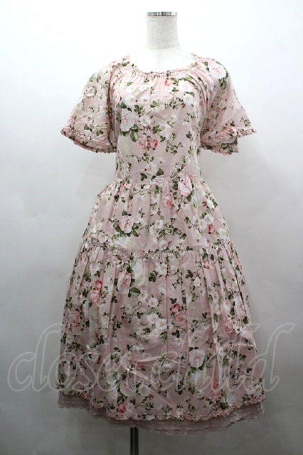 画像1: PINK HOUSE / 薔薇の森ミディ丈ワンピース  ピンク I-26-03-16-095-LO-OP-SA-ZI (1)