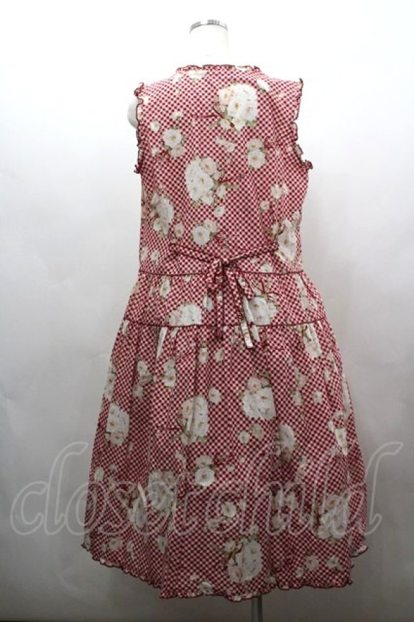 画像3: PINK HOUSE / 野ばらギンガムプリントノースリーブワンピース  赤チェックＸ白 I-26-03-16-098-LO-OP-SA-ZI (3)