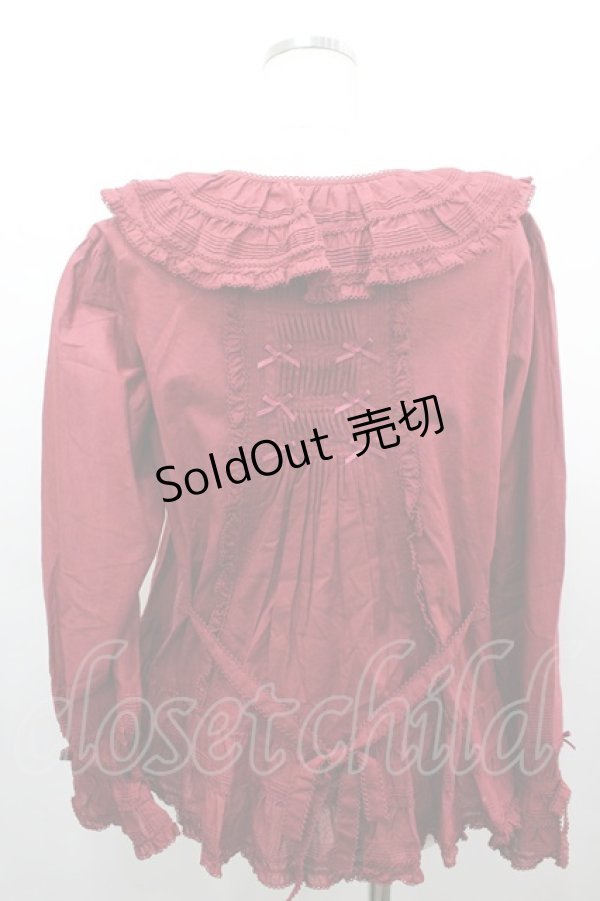 画像3: PINK HOUSE / リボンピンタック長袖ブラウス  赤 I-26-03-16-012-LO-BL-SA-ZI (3)