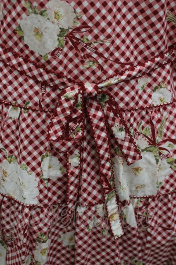 画像6: PINK HOUSE / 野ばらギンガムプリントノースリーブワンピース  赤チェックＸ白 I-26-03-16-098-LO-OP-SA-ZI (6)