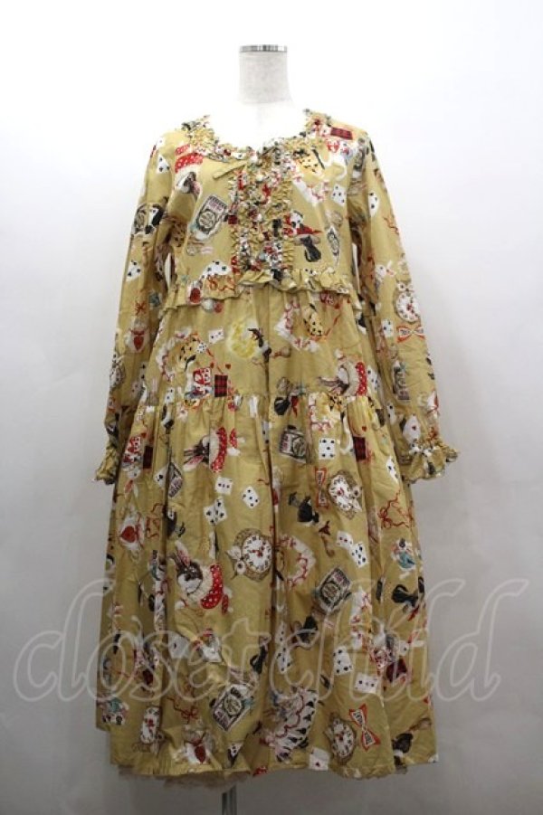 画像1: PINK HOUSE / ハロウィーンワンダーランドプリントミディワンピース  イエロー I-26-03-16-105-LO-OP-SA-ZI (1)