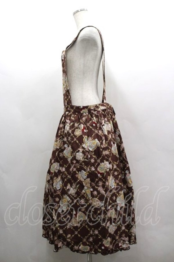 画像2: PINK HOUSE / パフュームプリントサロペットスカート  ブラウン I-26-03-16-106-LO-SK-SA-ZI (2)