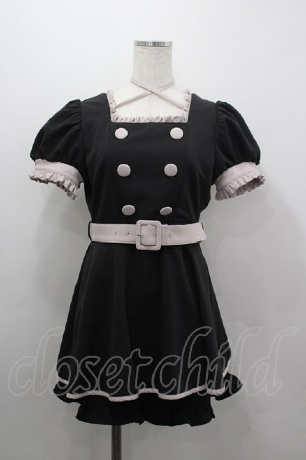 画像1: pium / フリルドーリーセットアップ  黒Ｘピンク I-26-03-16-107-0-OP-SA-ZI (1)