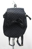 画像1: INGEBORG / ロゴリボンキルティングリュック  黒 I-26-03-16-111-LO-BG-SA-ZI (1)