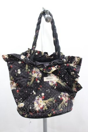 画像: PINK HOUSE / いちごフラワーブーケ総柄ミニバッグ  黒 I-26-03-16-113-LO-BG-SA-ZI