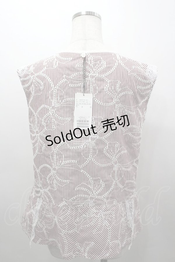画像3: INGEBORG / ストライプアイレットリボン刺繍ブラウス 3(サイズ9号) 赤Ｘ白 I-26-03-16-014-LO-BL-SA-ZI (3)