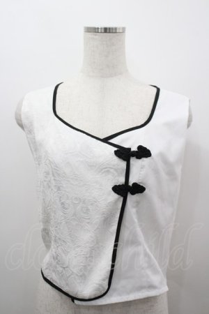 画像: axes femme / チャイナ風JQ切替ベスト  白Ｘ黒 I-26-03-16-016-AX-TO-SA-ZI