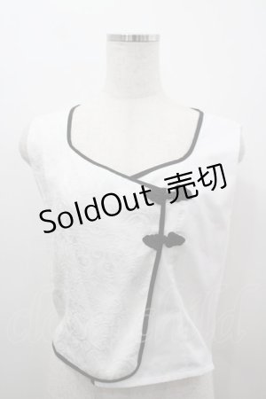 画像: axes femme / チャイナ風JQ切替ベスト  白Ｘ黒 I-26-03-16-016-AX-TO-SA-ZI