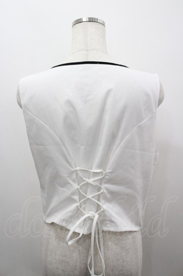 画像3: axes femme / チャイナ風JQ切替ベスト  白Ｘ黒 I-26-03-16-016-AX-TO-SA-ZI (3)