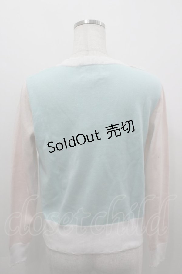 画像3: Nile Perch / リボン&2カラーデザインニットカーディガン  ミントＸピンク I-26-03-16-026-LO-TO-SA-ZI (3)