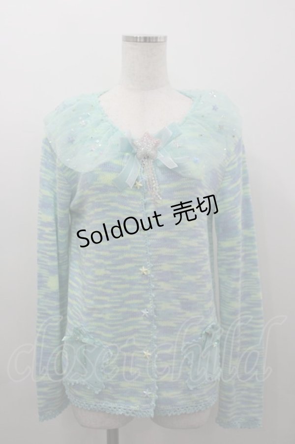 画像1: Nile Perch / スターシフォン襟&スターボタンニットカーディガン  ミント I-26-03-16-027-LO-TO-SA-ZI (1)