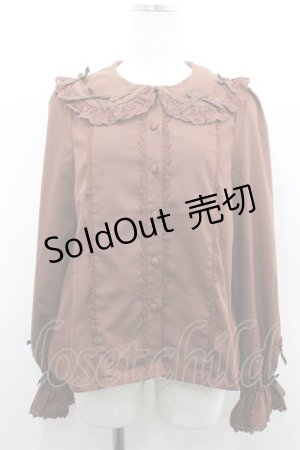 画像: Chalmiere / プチリボン丸襟ブラウス M 茶 I-26-03-19-004-0-BL-SA-ZI