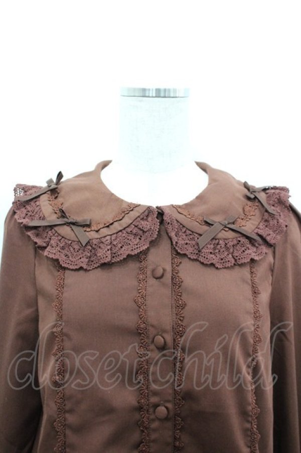 画像2: Chalmiere / プチリボン丸襟ブラウス M 茶 I-26-03-19-004-0-BL-SA-ZI (2)