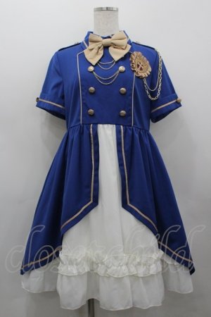 画像: To Alice / ワッペンブローチ付きミリタリー風ワンピース  ネイビーＸ白 I-26-03-19-039-LO-OP-SA-ZI