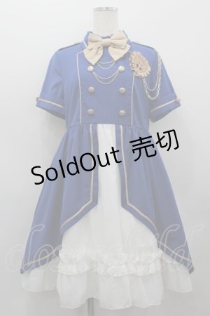 画像: To Alice / ワッペンブローチ付きミリタリー風ワンピース  ネイビーＸ白 I-26-03-19-039-LO-OP-SA-ZI