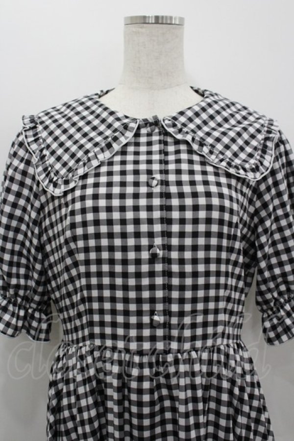 画像2: m petit by misako / TT*Mギンガムチェック半袖ワンピース L 黒Ｘ白 I-26-03-19-044-LO-OP-SA-ZI (2)