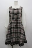 画像1: mille fille closet / チェック切替シフォン袖ワンピース  ブラウンＸチェック I-26-03-19-045-LO-OP-SA-ZI (1)