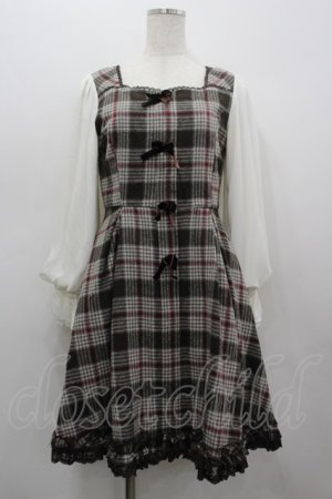 画像: mille fille closet / チェック切替シフォン袖ワンピース  ブラウンＸチェック I-26-03-19-045-LO-OP-SA-ZI