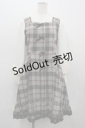 画像: mille fille closet / チェック切替シフォン袖ワンピース  ブラウンＸチェック I-26-03-19-045-LO-OP-SA-ZI