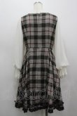 画像3: mille fille closet / チェック切替シフォン袖ワンピース  ブラウンＸチェック I-26-03-19-045-LO-OP-SA-ZI (3)