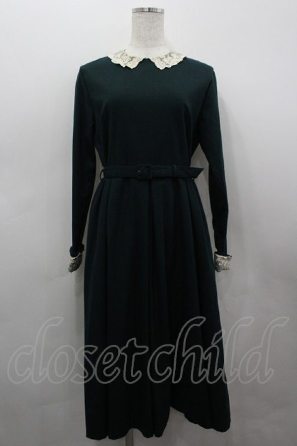 画像1: an another angelus / ベルト付きワンピース  緑Ｘアイボリー I-26-03-19-048-CA-OP-SA-ZI (1)