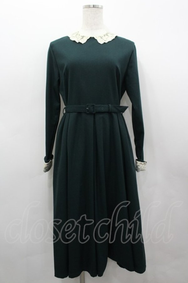 画像3: an another angelus / ベルト付きワンピース  緑Ｘアイボリー I-26-03-19-048-CA-OP-SA-ZI (3)
