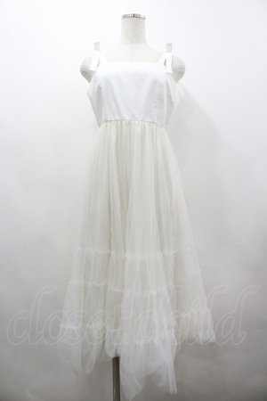 画像: evelyn / チュール重ね肩リボンジャンパースカート  アイボリーＸ白 I-26-03-19-055-LO-OP-SA-ZI