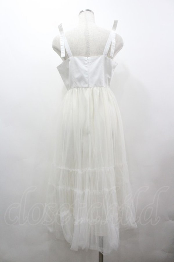 画像2: evelyn / チュール重ね肩リボンジャンパースカート  アイボリーＸ白 I-26-03-19-055-LO-OP-SA-ZI (2)