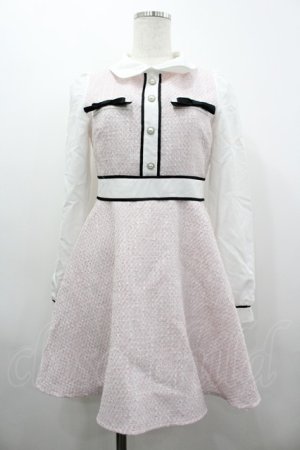 画像: evelyn / ツイードリボン切替ワンピース  ピンクＸ白Ｘ黒 I-26-03-19-056-LO-OP-SA-ZI