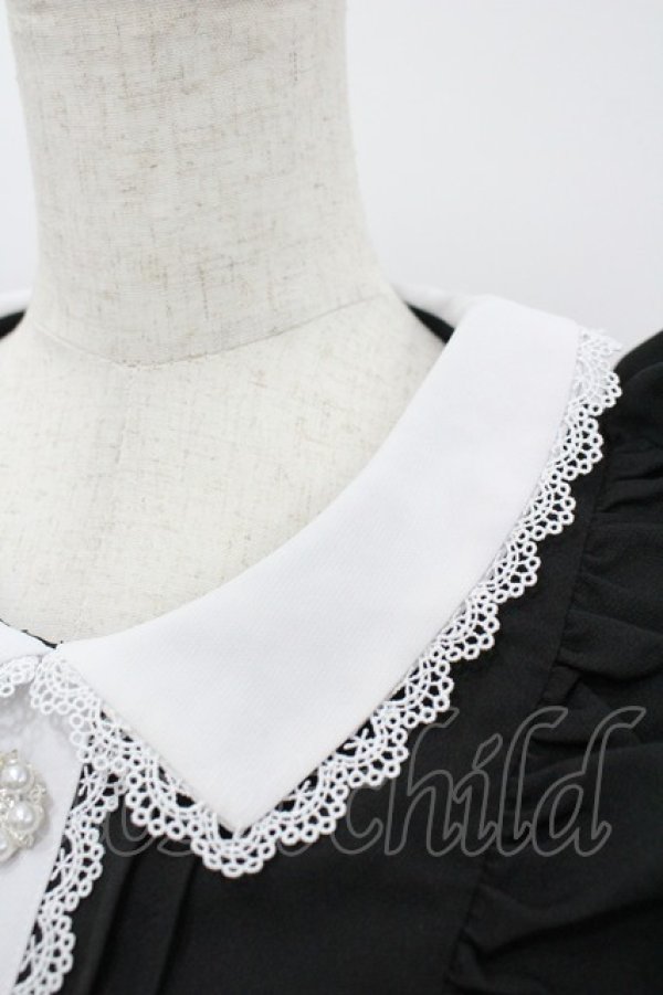 画像3: DearMyLove / キラキラビジューフリルアフタヌーンティーワンピ  黒Ｘ白 I-26-03-19-058-EL-OP-SA-ZI (3)