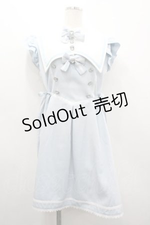 画像: DearMyLove / 別袖付変形セーラーワンピース LL サックスＸ白 I-26-03-19-059-EL-OP-SA-ZI