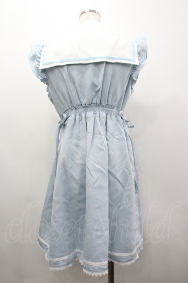 画像2: DearMyLove / 別袖付変形セーラーワンピース LL サックスＸ白 I-26-03-19-060-EL-OP-SA-ZI (2)