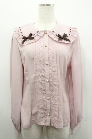 画像: axes femme POETIQUE / チョコレートリボン丸襟BL M ピンク I-26-03-19-007-AX-BL-SA-ZI