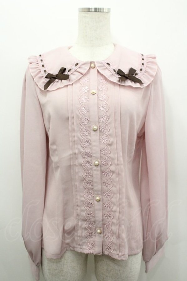 画像1: axes femme POETIQUE / チョコレートリボン丸襟BL M ピンク I-26-03-19-007-AX-BL-SA-ZI (1)