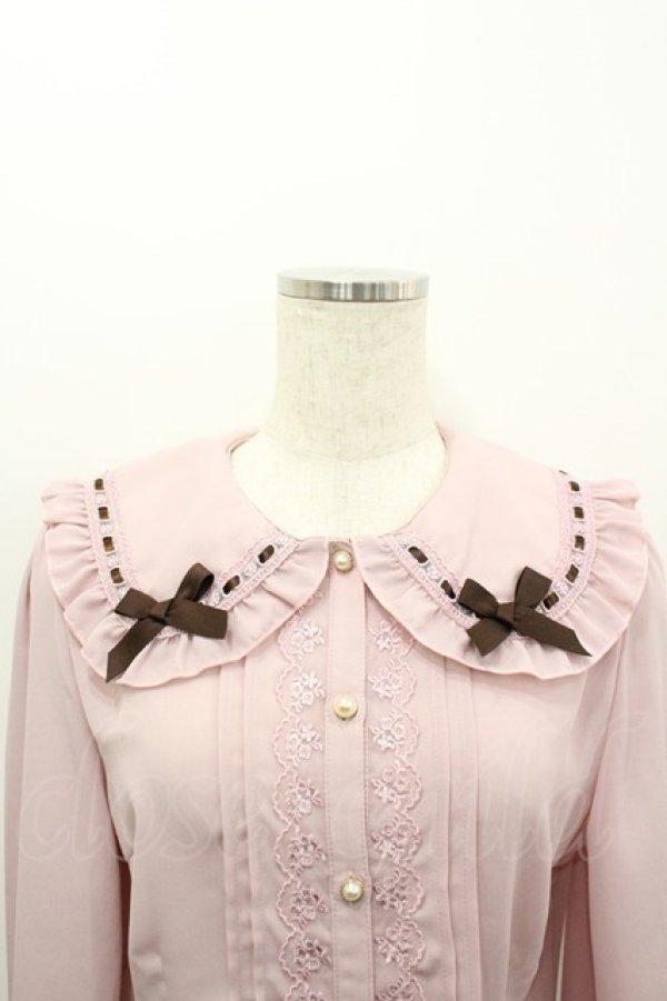 画像2: axes femme POETIQUE / チョコレートリボン丸襟BL M ピンク I-26-03-19-007-AX-BL-SA-ZI (2)