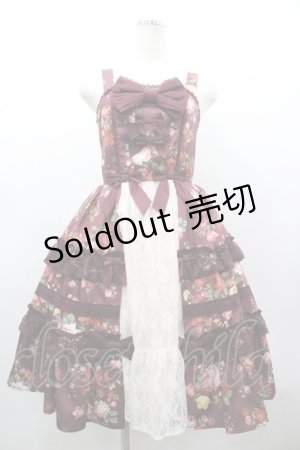 画像: axes femme kawaii / アンティークローズ柄ジャンパースカート M ボルドー I-26-03-19-078-AX-OP-SA-ZI