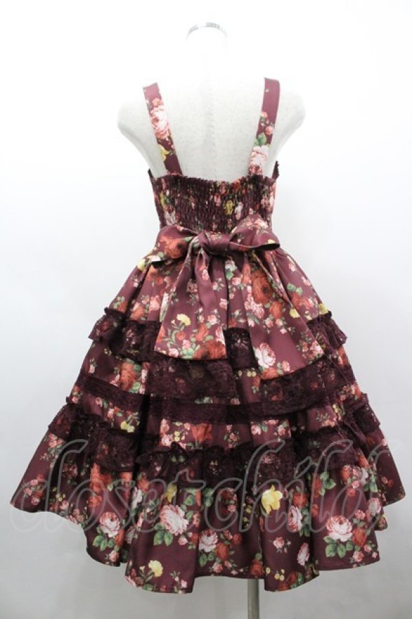 画像2: axes femme kawaii / アンティークローズ柄ジャンパースカート M ボルドー I-26-03-19-078-AX-OP-SA-ZI (2)