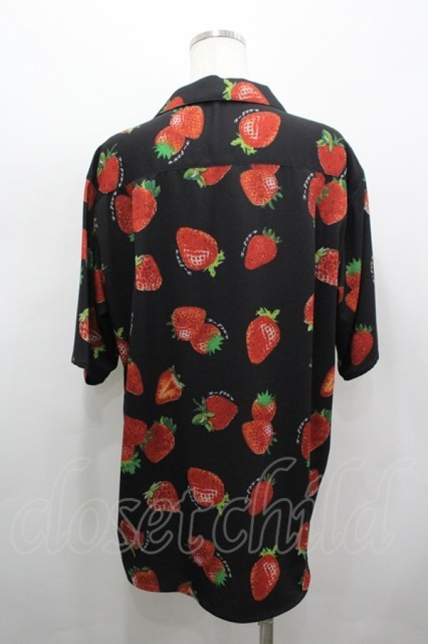画像3: AXES-X / ストロベリープリントアロハシャツ M 黒Ｘ赤 I-26-03-19-008-LO-BL-SA-ZI (3)