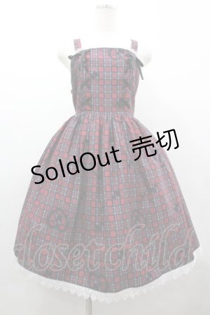 画像: axes femme kawaii / おさんぽテリア柄ジャンスカ  赤Ｘ黒 I-26-03-19-082-AX-OP-SA-ZI