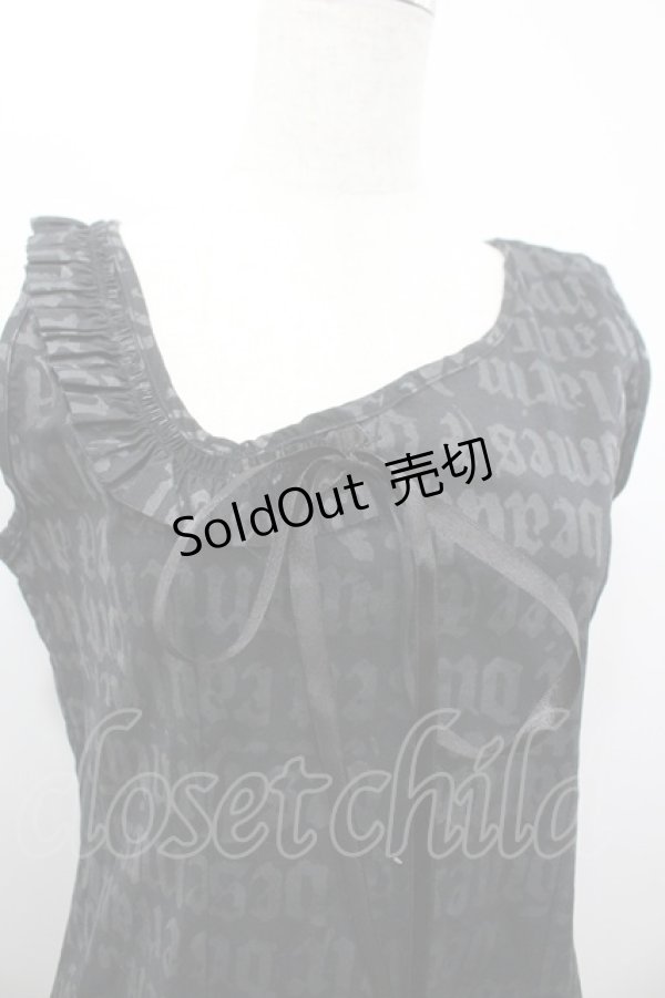 画像3: h.NAOTO / 英字総柄ノースリーブロングワンピース  黒Ｘグレー I-26-03-19-085-HN-OP-SA-ZI (3)