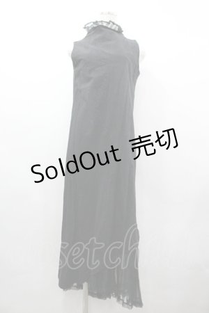 画像: T.KUNITOMO / 裾チュール切替ノースリーブワンピース  黒 I-26-03-19-087-GO-OP-SA-ZI