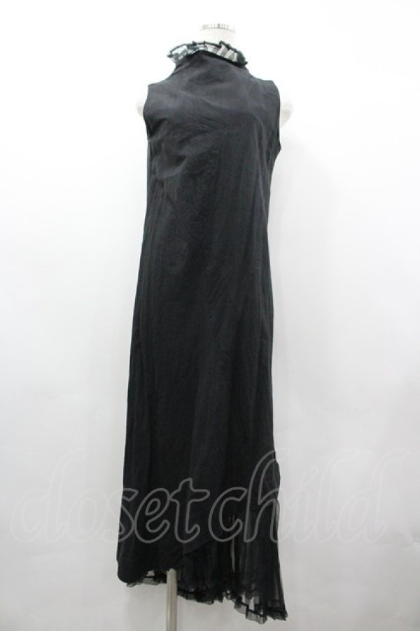 画像1: T.KUNITOMO / 裾チュール切替ノースリーブワンピース  黒 I-26-03-19-087-GO-OP-SA-ZI (1)