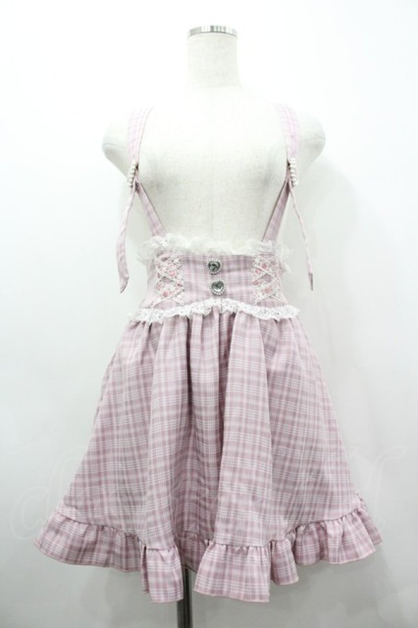 画像1: DearMyLove / はしごレースアップフリルハートスカート  ピンクＸ白チェック I-26-03-19-089-EL-SK-SA-ZI (1)