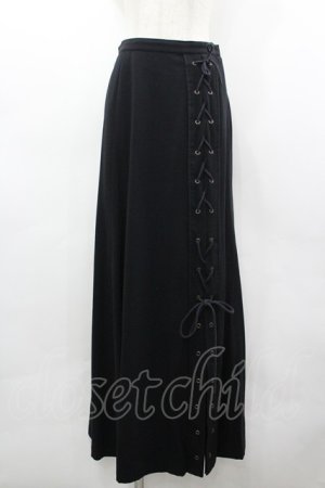 画像: MIHO MATSUDA / サイド編み上げロングスカート  黒 I-26-03-19-096-GO-SK-SA-ZI