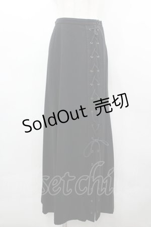 画像: MIHO MATSUDA / サイド編み上げロングスカート  黒 I-26-03-19-096-GO-SK-SA-ZI